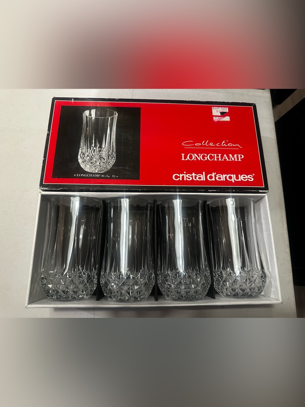 Longchamp Clear Crystal Highball Glasses with Faceted Bases - Clear Set of 4